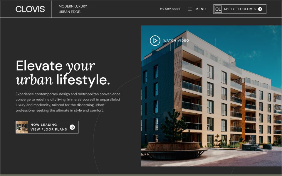 clovis apartment leasing website showcasing video